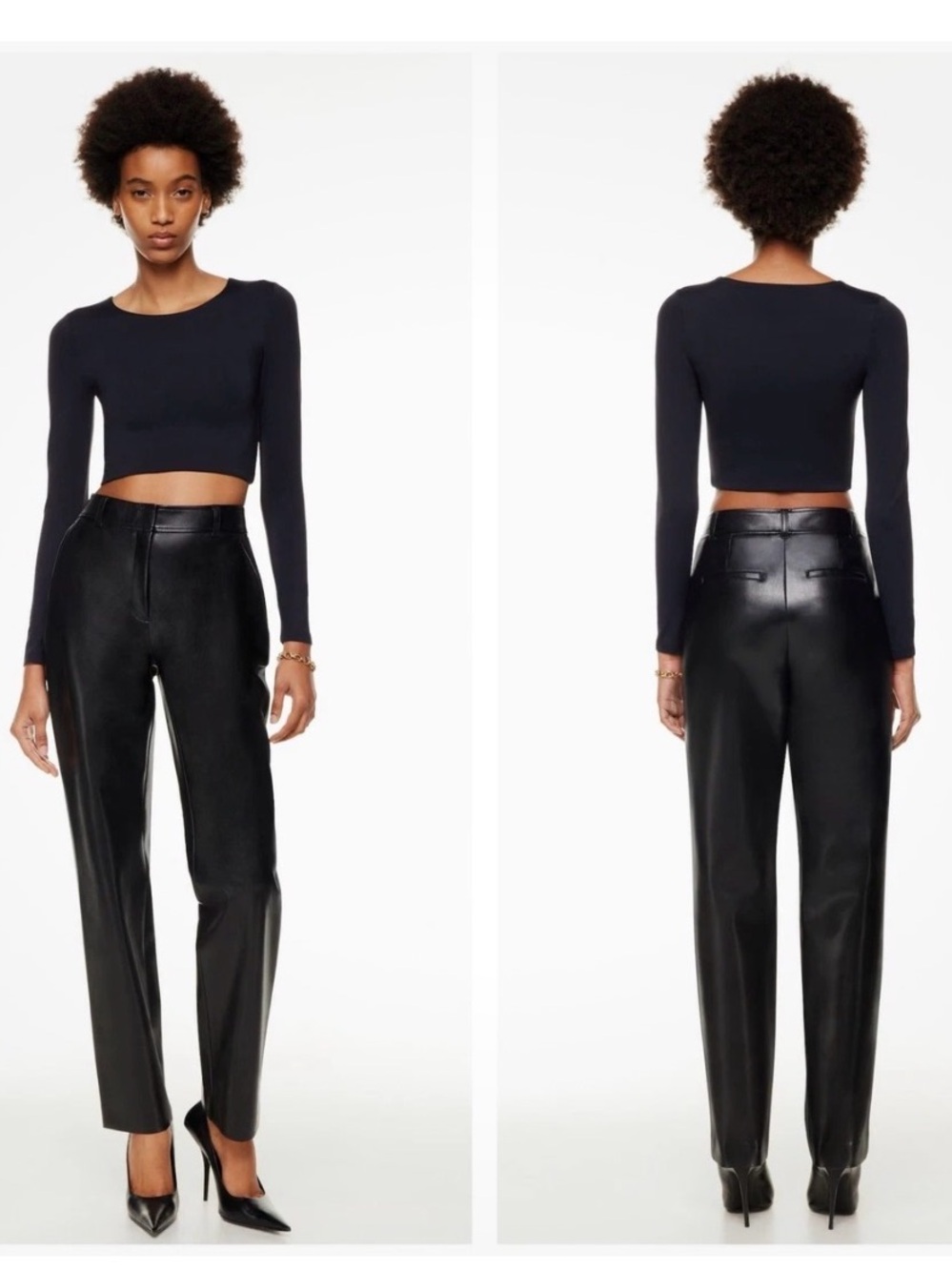 Aritzia BABATON COMMAND Black Faux Leather Straight-leg pants, size 2